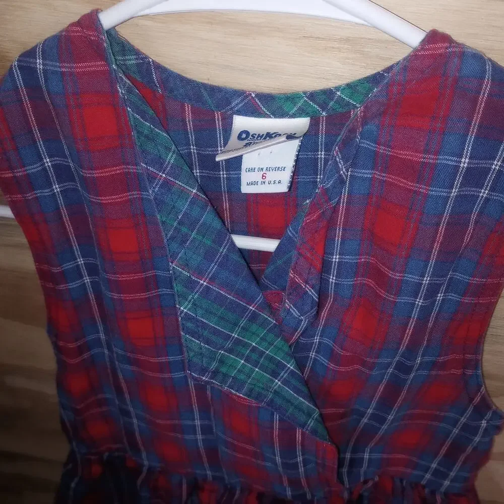 Girl's‎ Vintage Oshkosh Plaid Dress 90's Size 6